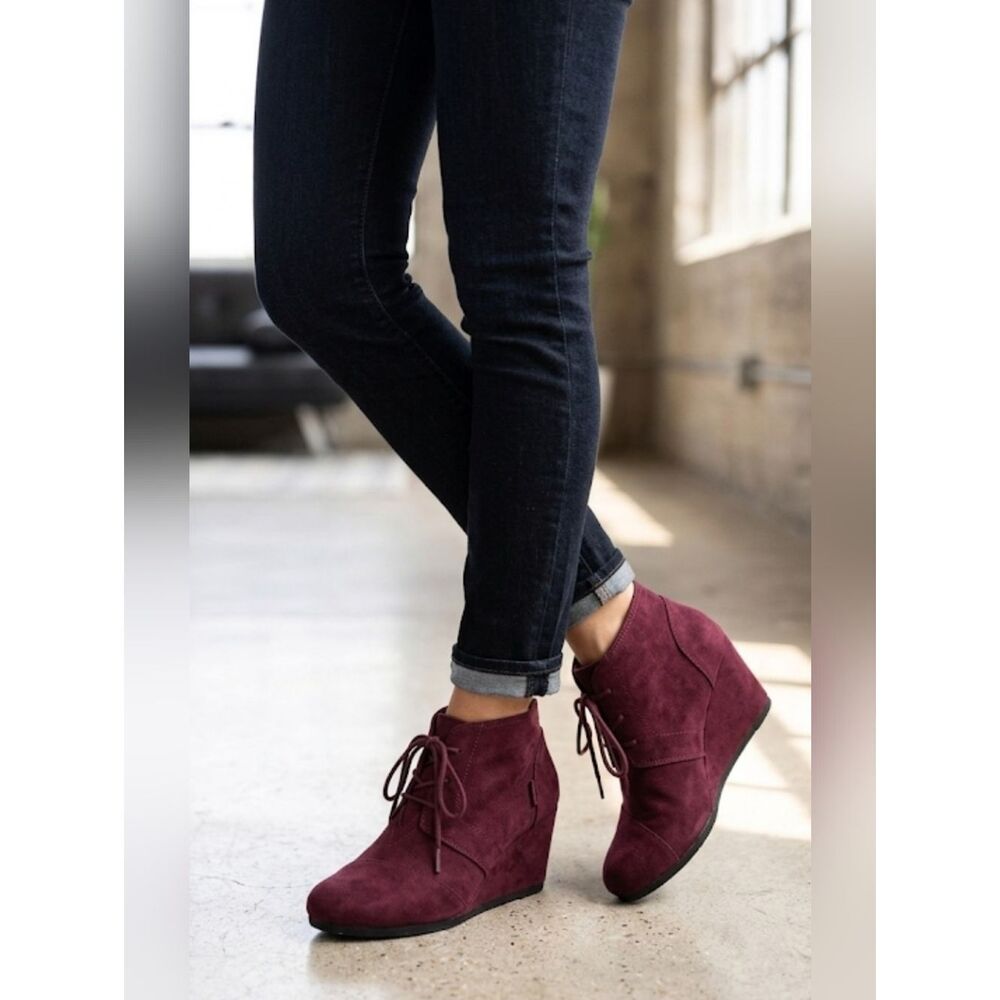 Route 66 Wedge Booties Burgundy Sz 8M
